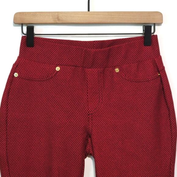 Michael Kors Red Black Diamond Print Skinny Jeggings Mid Rise XS Casual - Picture 2 of 8